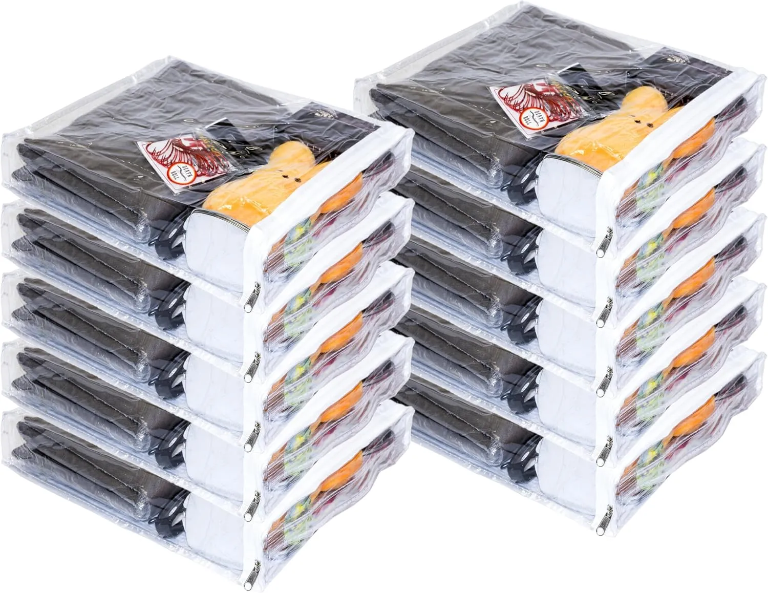 10-Pack Clear Vinyl Zippered Storage Bags 9.5 x 11.5 x 2 Inch with Handle