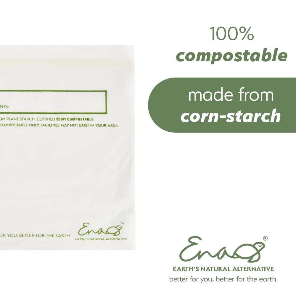 100% Compostable Food Storage Bags [Quart 100 Pack] Eco-Friendly Freezer Bags, Resealable Bags, Heavy-Duty, Reusable, Off-White by Earth's Natural Alternative Quart