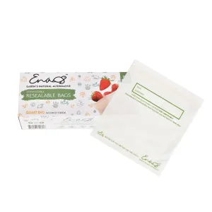 100% Compostable Food Storage Bags [Quart 100 Pack] Eco-Friendly Freezer Bags, Resealable Bags, Heavy-Duty, Reusable, Off-White by Earth's Natural Alternative Quart
