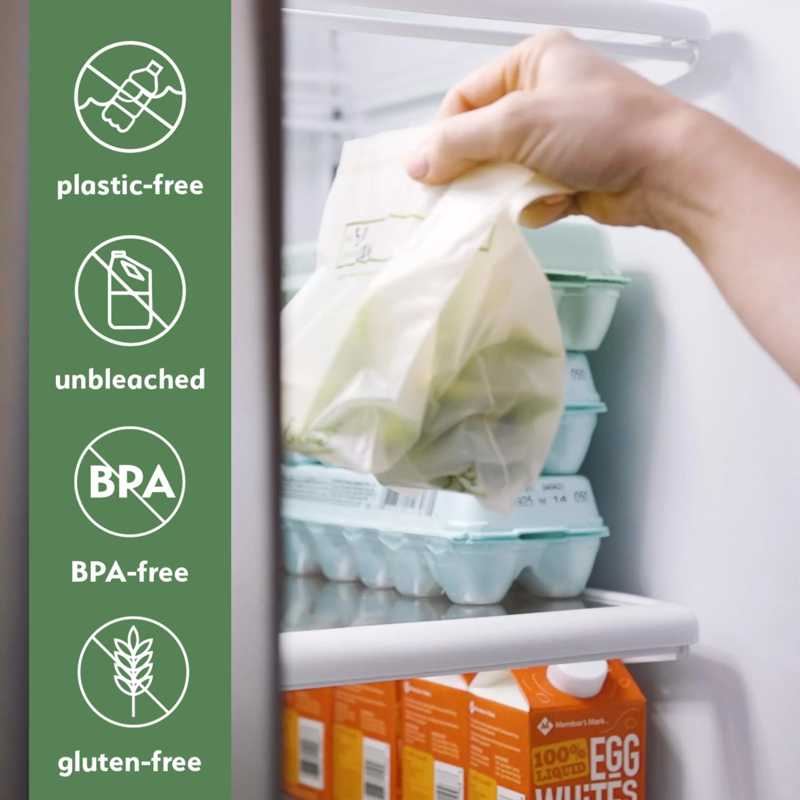 100% Compostable Food Storage Bags [Quart 100 Pack] Eco-Friendly Freezer Bags, Resealable Bags, Heavy-Duty, Reusable, Off-White by Earth's Natural Alternative Quart