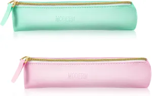 2Pcs Small PU Leather Mini Makeup Pouch for Purse Mini Cosmetic Bag with Zipper Travel Kit Storage Pouch for Women(Pink, Green)