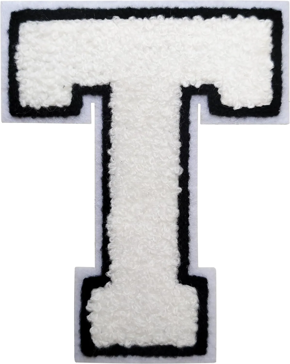 3Pcs Iron on Chenille Letter Patches - 4.5 inch Varsity Letter Patches for Clothing, Backpacks, Team Costume Decoration - White T