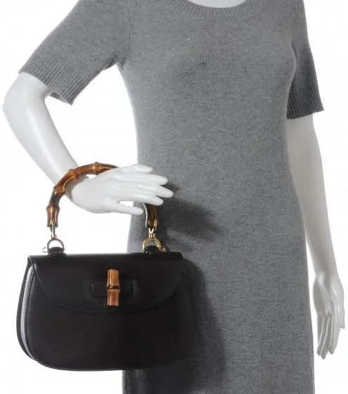 Bamboo Classic leather Handbag - (Black or Red)