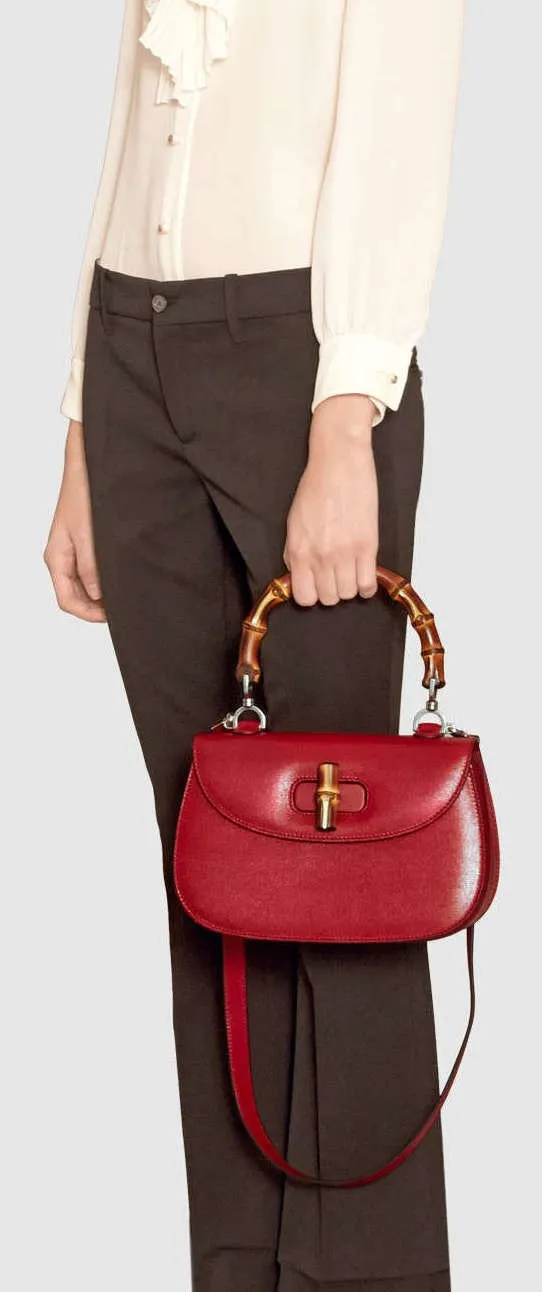 Bamboo Classic leather Handbag - (Black or Red)