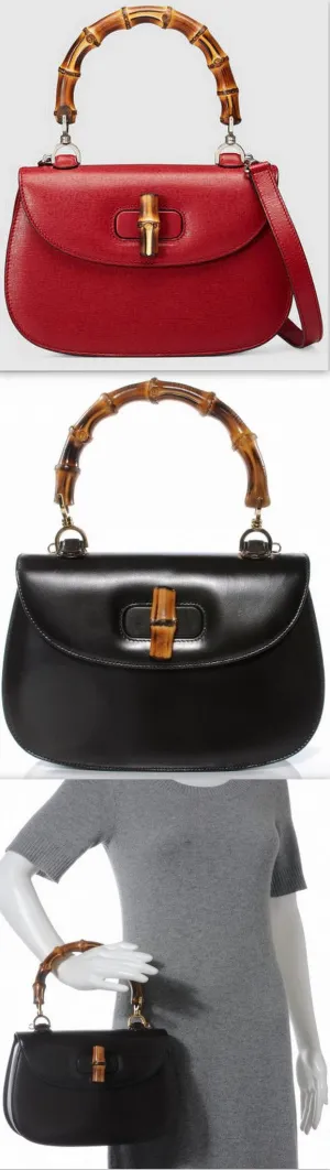 Bamboo Classic leather Handbag - (Black or Red)