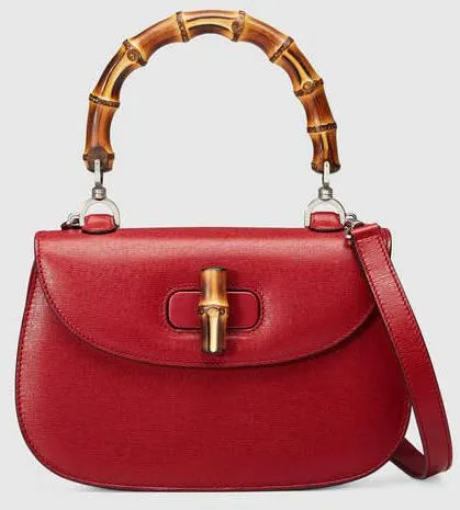 Bamboo Classic leather Handbag - (Black or Red)