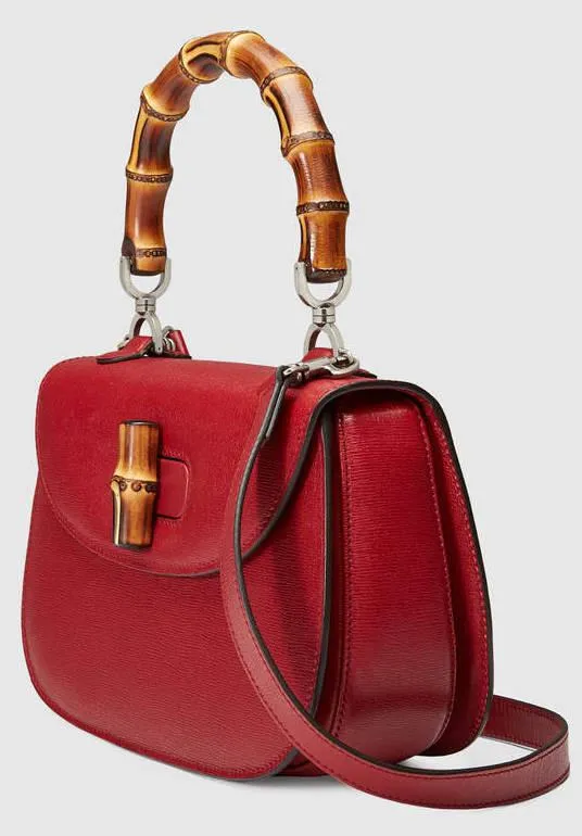 Bamboo Classic leather Handbag - (Black or Red)