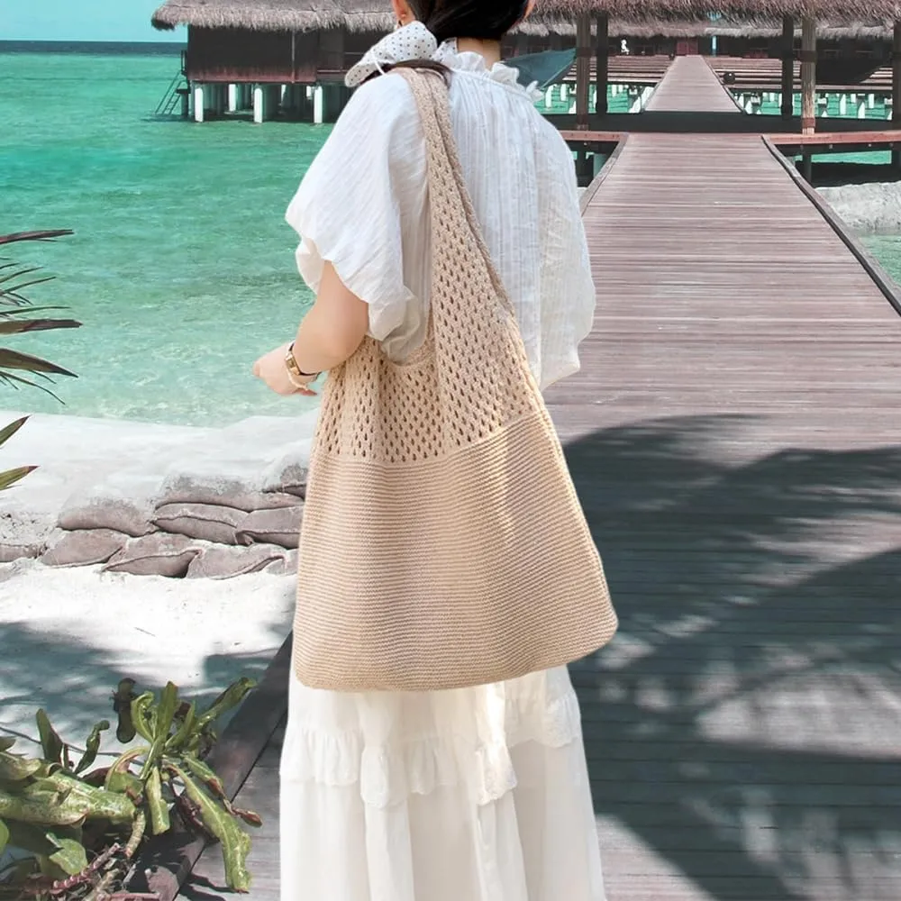 Beach Tote Bags for Women, Summer Slouchy Hobo Shoulder Crossbody Bag Womens Boho Purses and Handbags