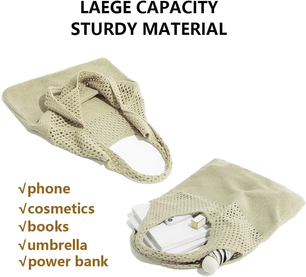 Beach Tote Bags for Women, Summer Slouchy Hobo Shoulder Crossbody Bag Womens Boho Purses and Handbags