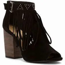 Black Split Suede Heels with Fringe | Chinese Laundry | Boho