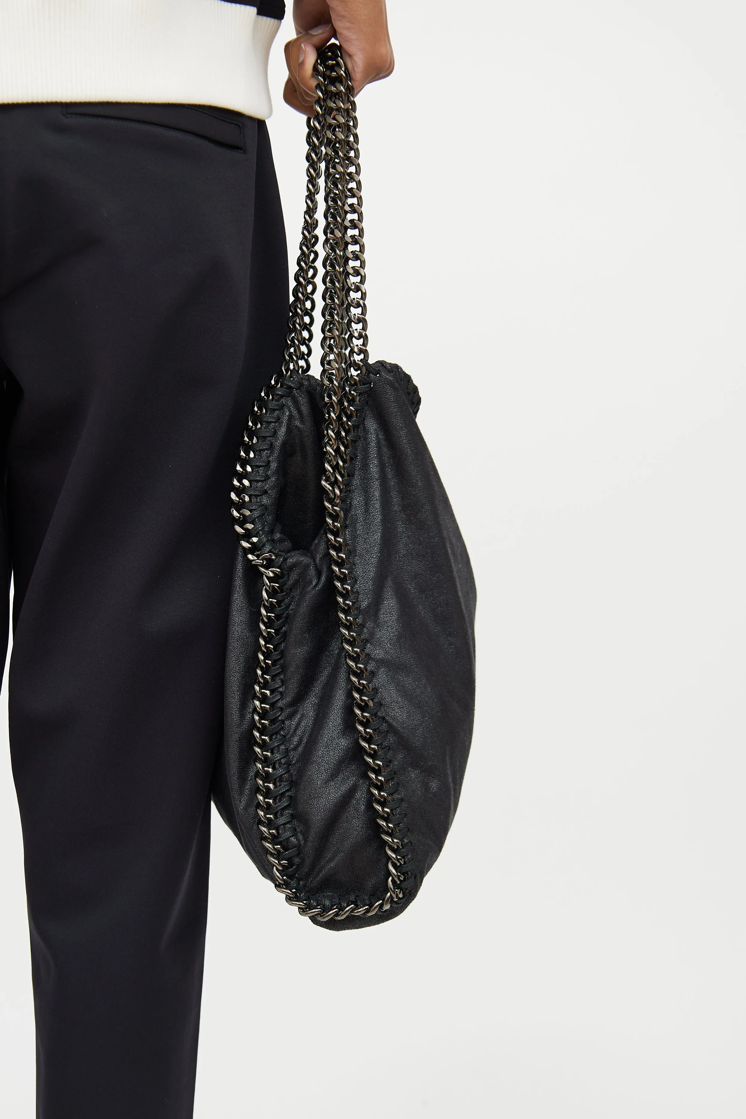 Black Vegan Leather Falabella Tote Bag