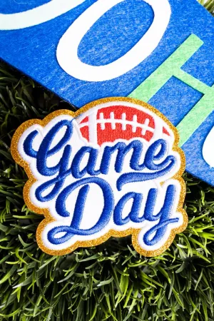 Blue Gameday Football Glitter Embroidered Patch