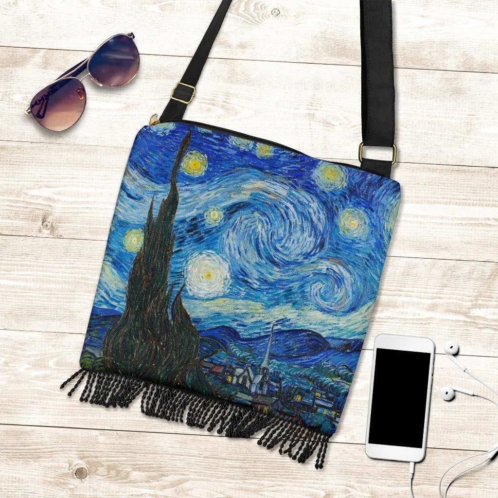 Boho Bag (Canvas) - Vintage Art | Vincent van Gogh: The Starry Night | Hobo Slouchy Bag Crossbody, Shoulder Bags for Women Hobo