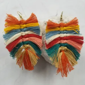 Boho Multicolor Statement Fringe Dangle Earrings