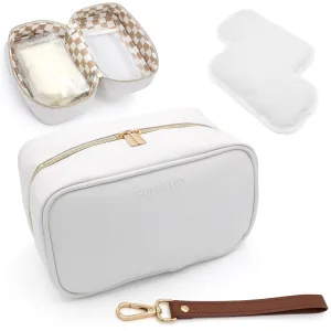 Breast Milk Cooler Travel Bag - Waterproof Breastmilk Storage Bag Cooler w/Ice Pack, Checkerboard Interior, Leather Strap, & More  Versatile Insulated Cooler Bag - Ideal Baby Travel Essentials