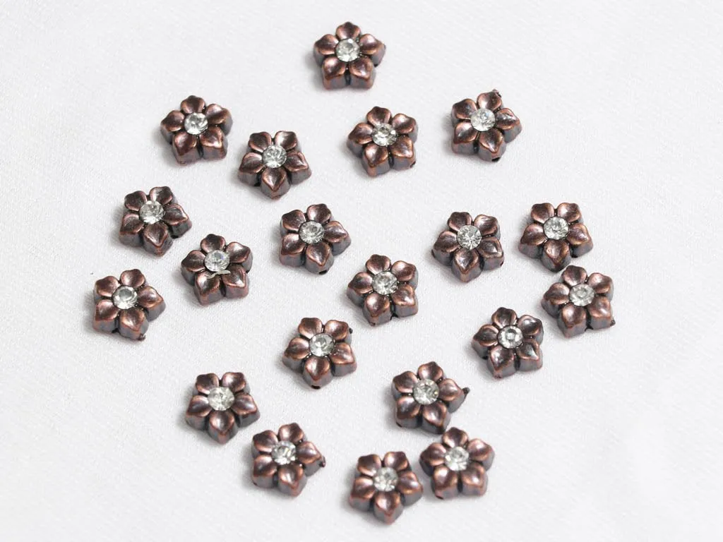 Bronze Flower Designer Plastic Beads - 11 mm