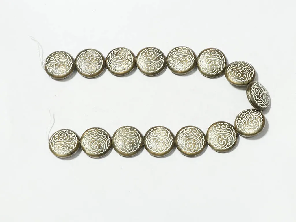 Brown Designer Circular Plastic Beads - 25 mm