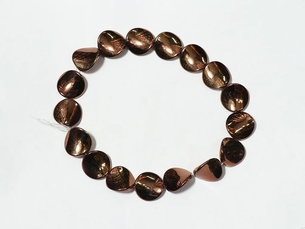 Brown Twisted Circular Plastic Beads-22 mm