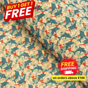 BUY 1 GET 1 FREE: Dolphine Dance, Cork Fabric COF-361-A