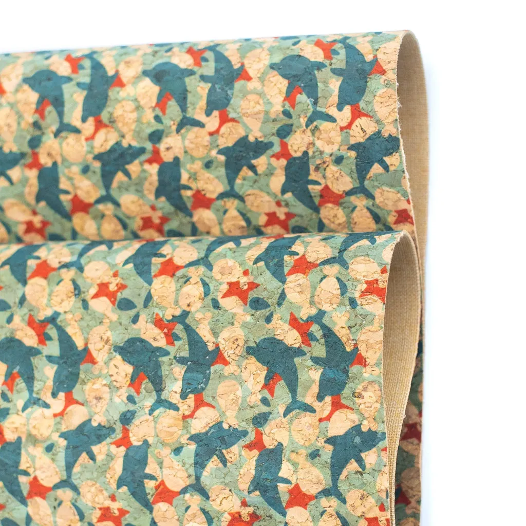 BUY 1 GET 1 FREE: Dolphine Dance, Cork Fabric COF-361-A