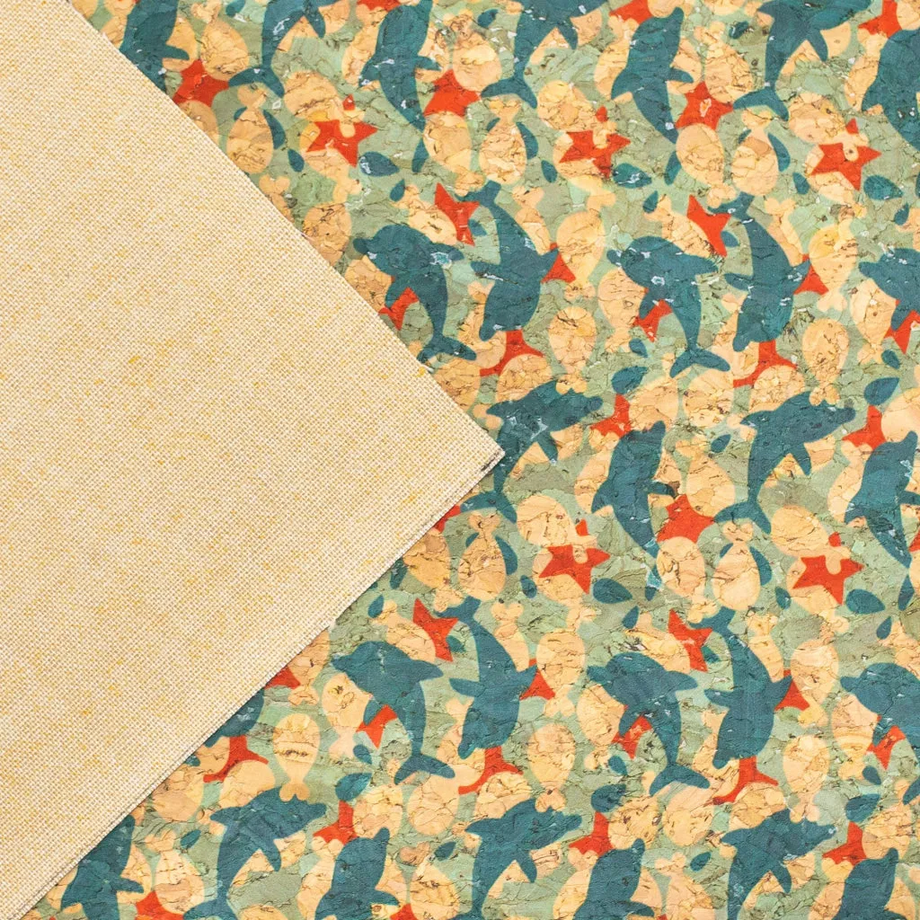 BUY 1 GET 1 FREE: Dolphine Dance, Cork Fabric COF-361-A