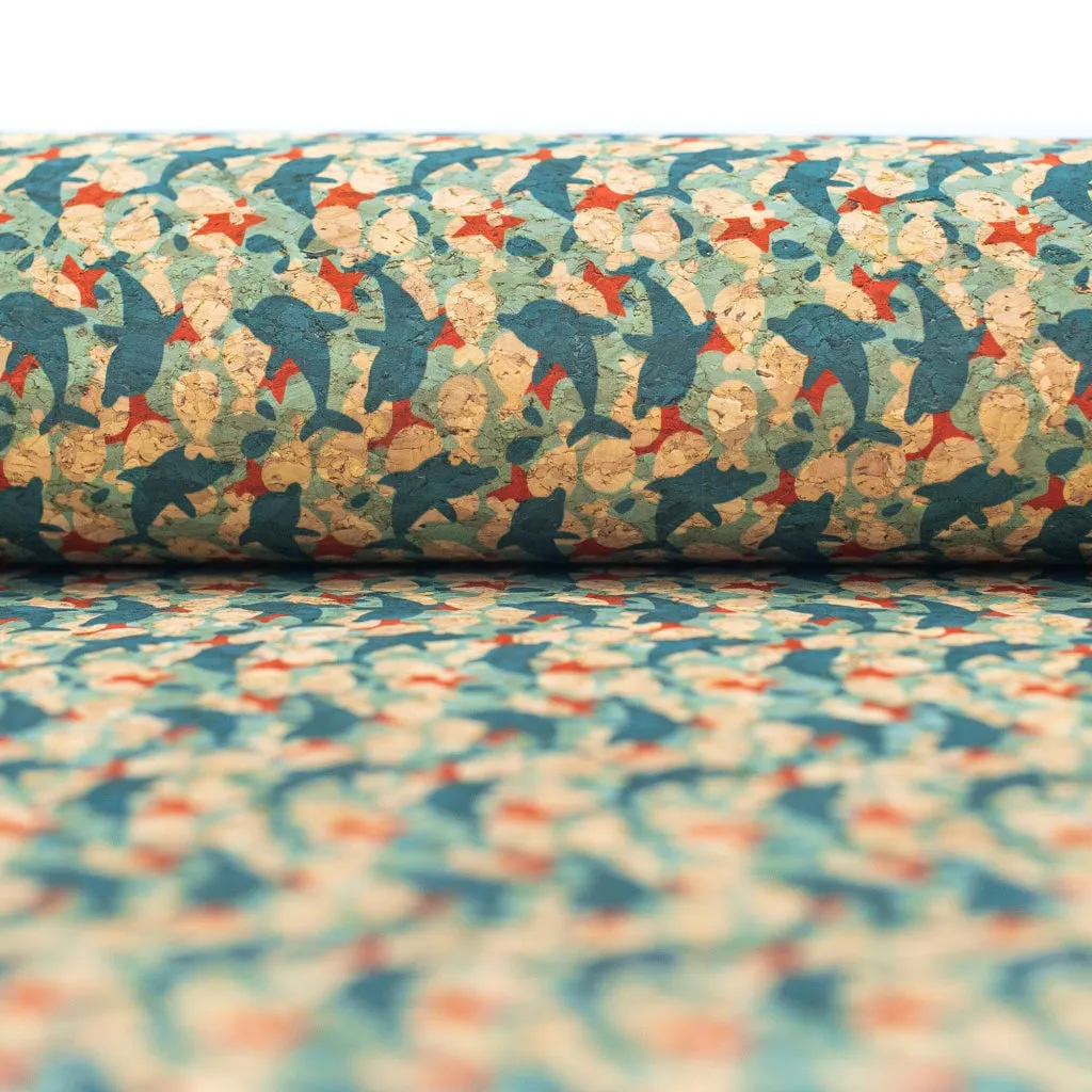 BUY 1 GET 1 FREE: Dolphine Dance, Cork Fabric COF-361-A
