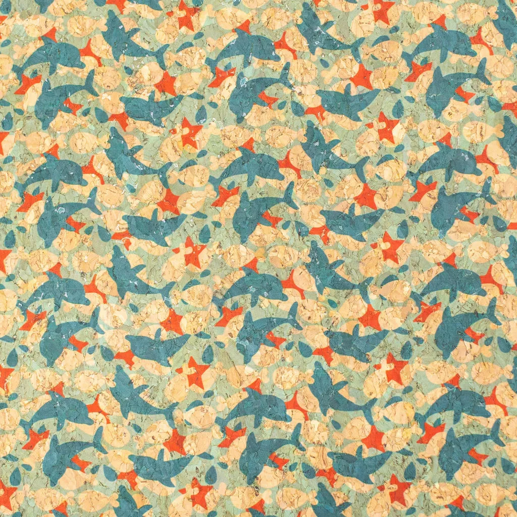 BUY 1 GET 1 FREE: Dolphine Dance, Cork Fabric COF-361-A