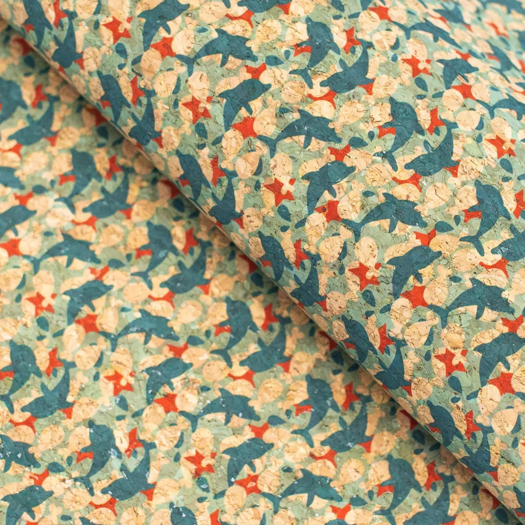 BUY 1 GET 1 FREE: Dolphine Dance, Cork Fabric COF-361-A