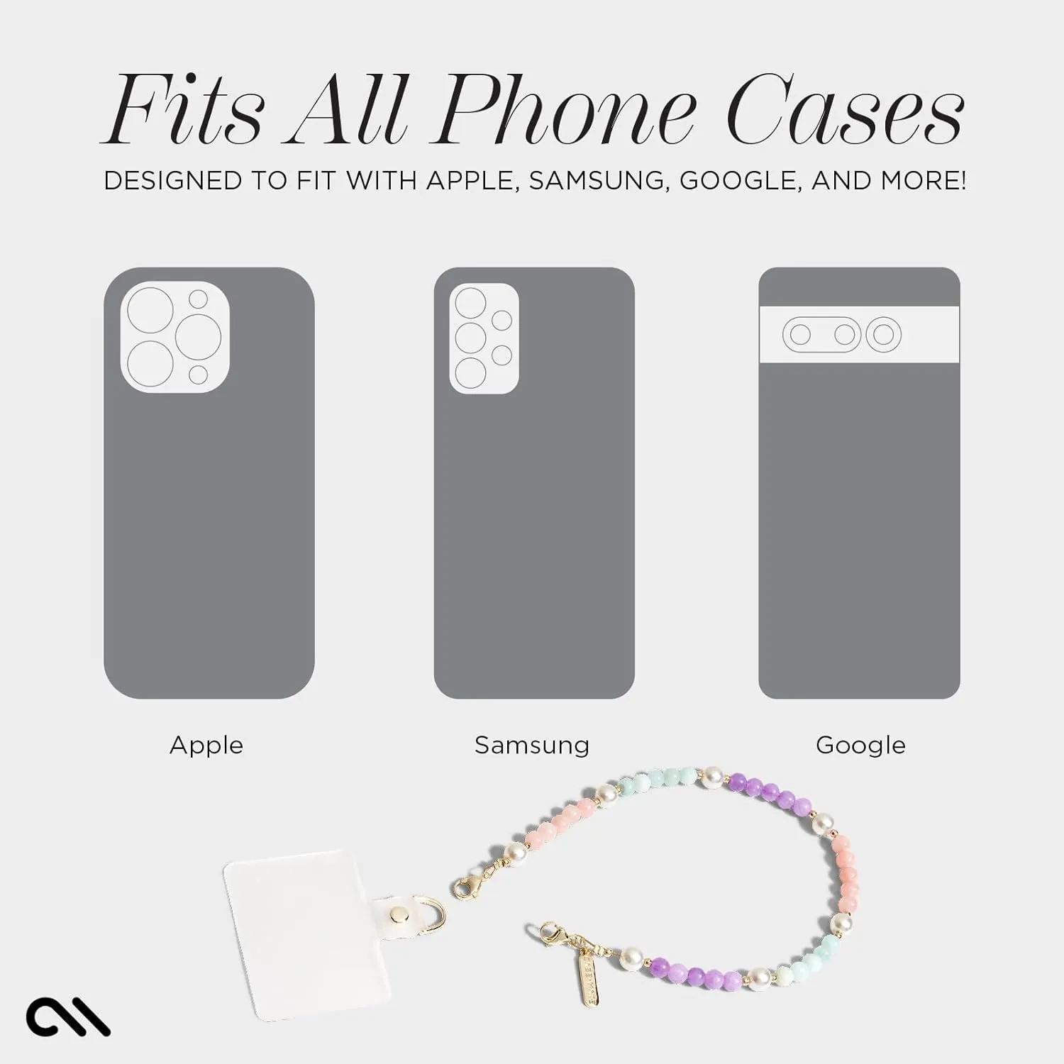 Case-Mate Phone Charm with Beaded Pearls and Gold - Detachable Anti Theft Strap - Hands-Free iPhone Wrist Strap for Women - Phone Chain Wristlet forGalaxy, Google Pixel and More - Sugar Rush