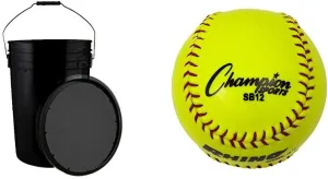 Champion Sports Soft Seat Lidded Baseball Buckets and Bucket with Baseball Combination Sets