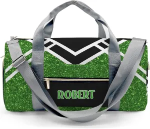 Cheerleader Green Glitter Personalized Duffel Bag with Name Custom Travel Bag Weekend Overnight Bag with Shoe Compartmen for Women Sports Gym Gymnastic Bags
