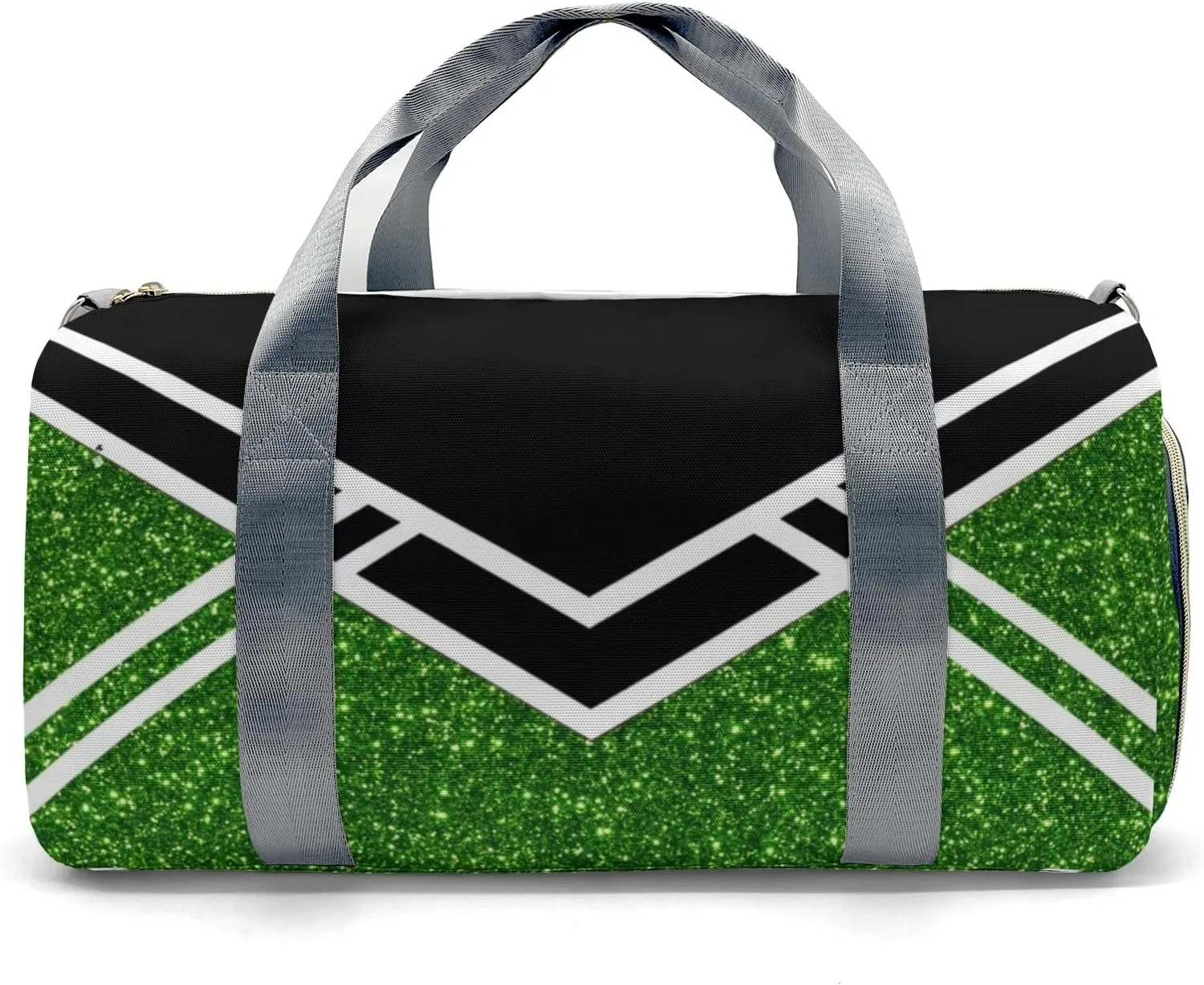 Cheerleader Green Glitter Personalized Duffel Bag with Name Custom Travel Bag Weekend Overnight Bag with Shoe Compartmen for Women Sports Gym Gymnastic Bags
