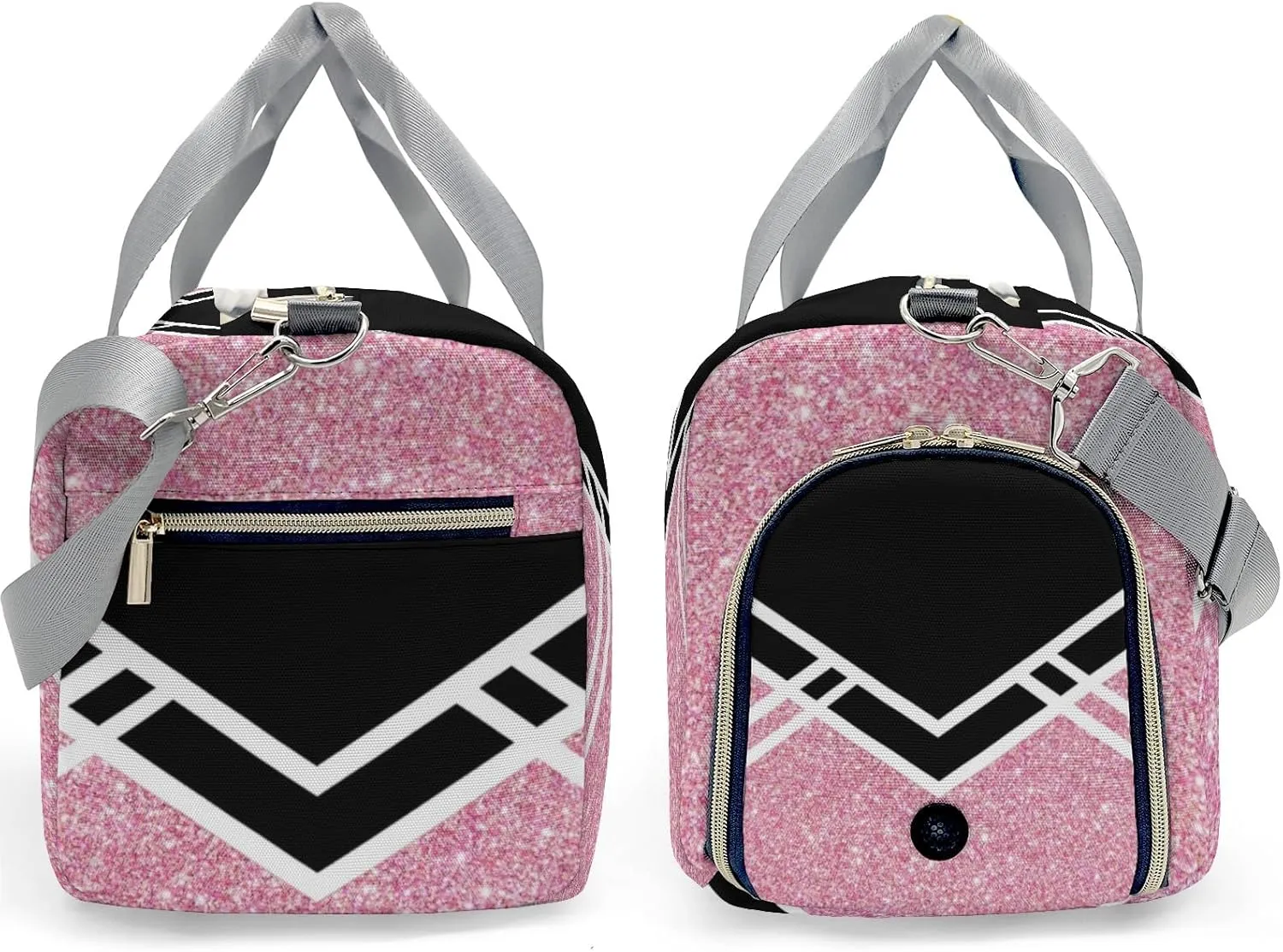 Cheerleader Peach Glitter Personalized Duffel Bag with Name Custom Travel Bag Weekend Overnight Bag with Shoe Compartmen for Women Sports Gym Gymnastic Bags