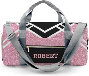 Cheerleader Peach Glitter Personalized Duffel Bag with Name Custom Travel Bag Weekend Overnight Bag with Shoe Compartmen for Women Sports Gym Gymnastic Bags