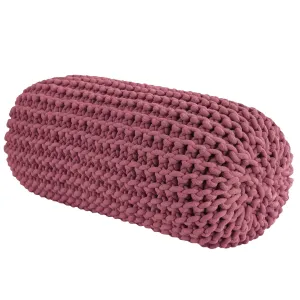 Chunky knitted bolster footrest | OLD ROSE