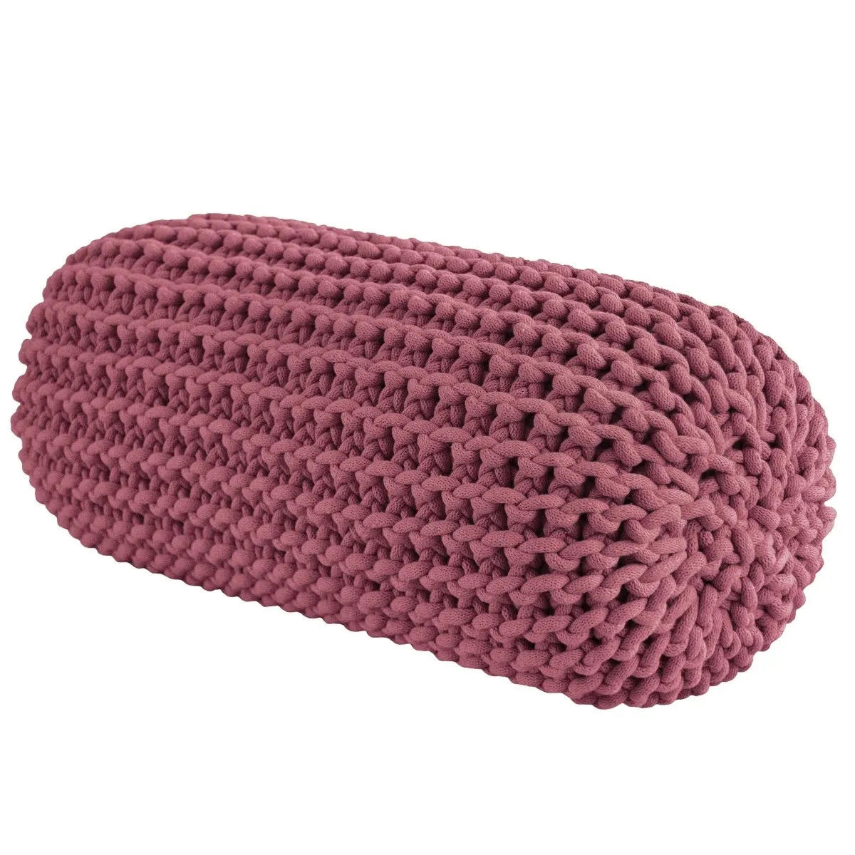 Chunky knitted bolster footrest | OLD ROSE