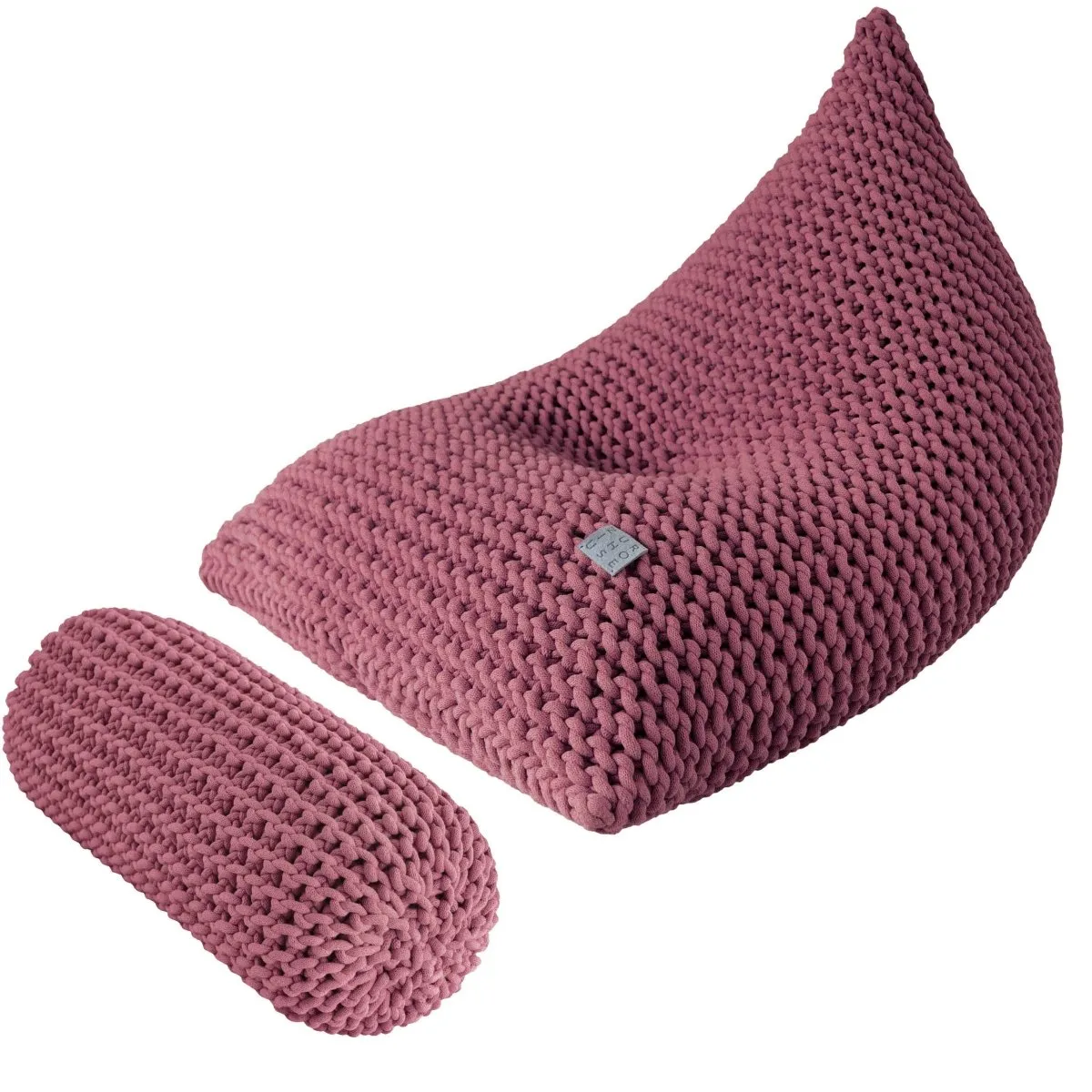 Chunky knitted bolster footrest | OLD ROSE