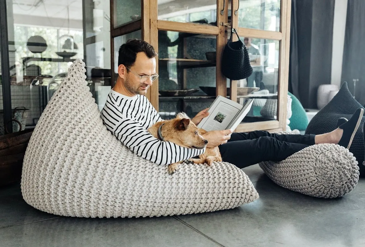 Chunky knitted bolster footrest |  OLIVE GREEN