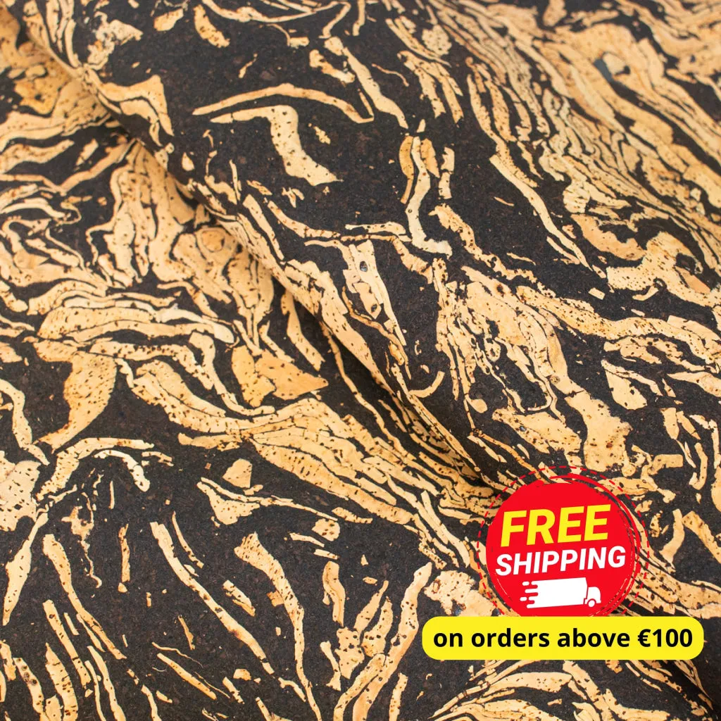 Coffee Swirl: Natural Cork Fabric with Embedded Coffee Bean COF-490