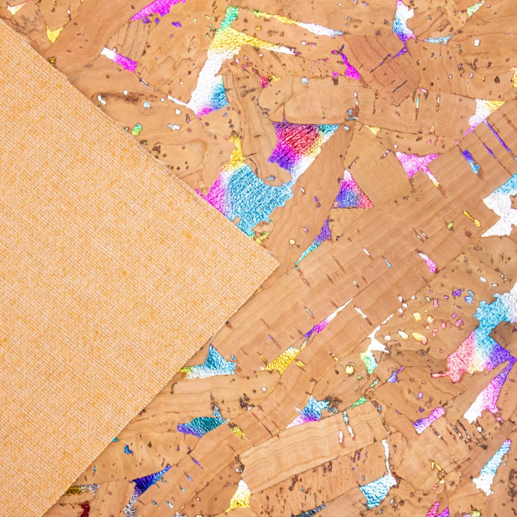 Colorful Textured Cork Fabric with Glitter Accents COF-575