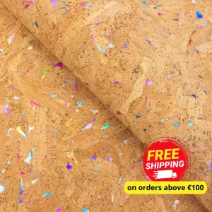 Colorful Textured Cork Fabric with Glitter Accents COF-575