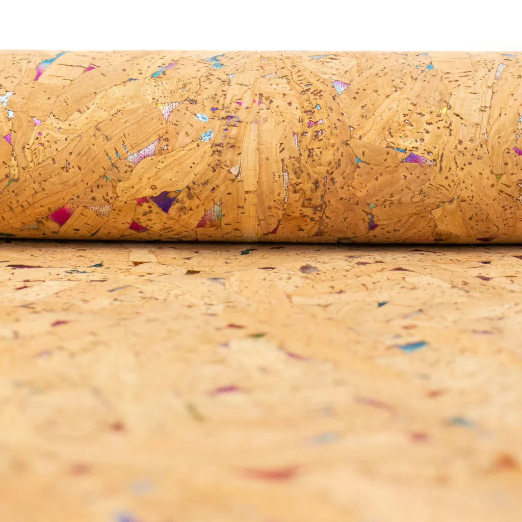 Colorful Textured Cork Fabric with Glitter Accents COF-575