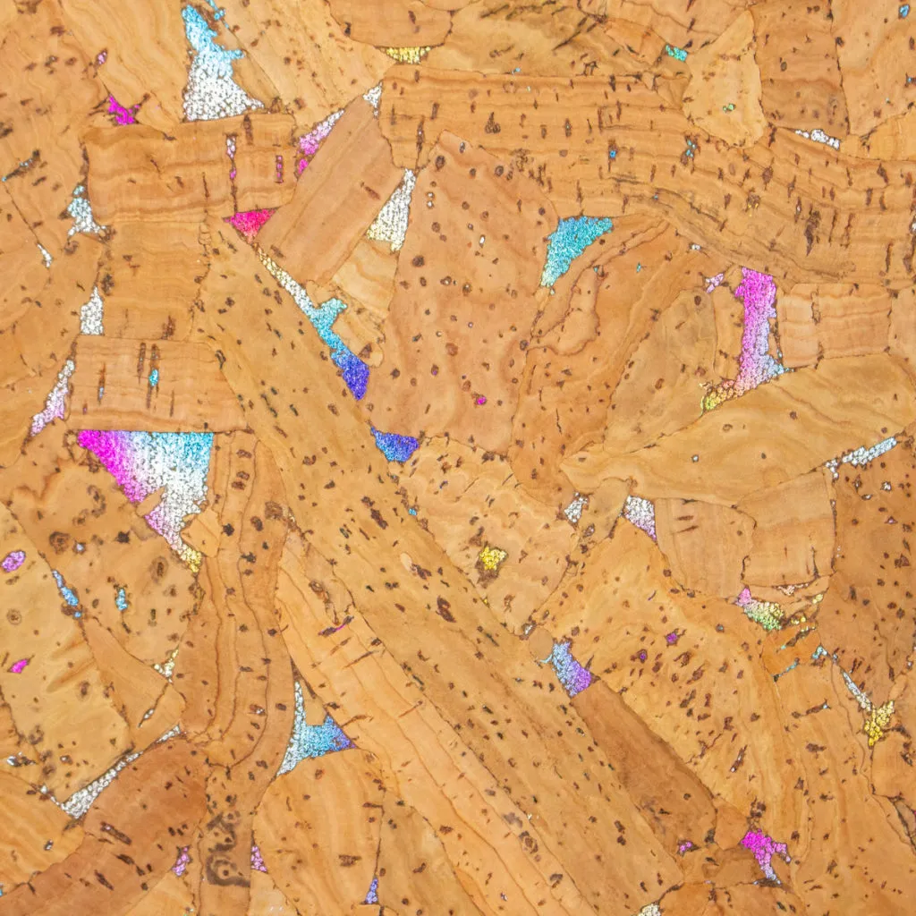 Colorful Textured Cork Fabric with Glitter Accents COF-575