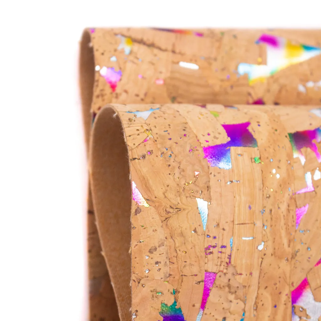 Colorful Textured Cork Fabric with Glitter Accents COF-575
