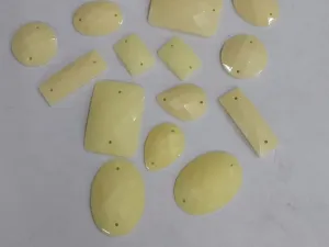 Cream Mix Shape 2 Hole Plastic Stones