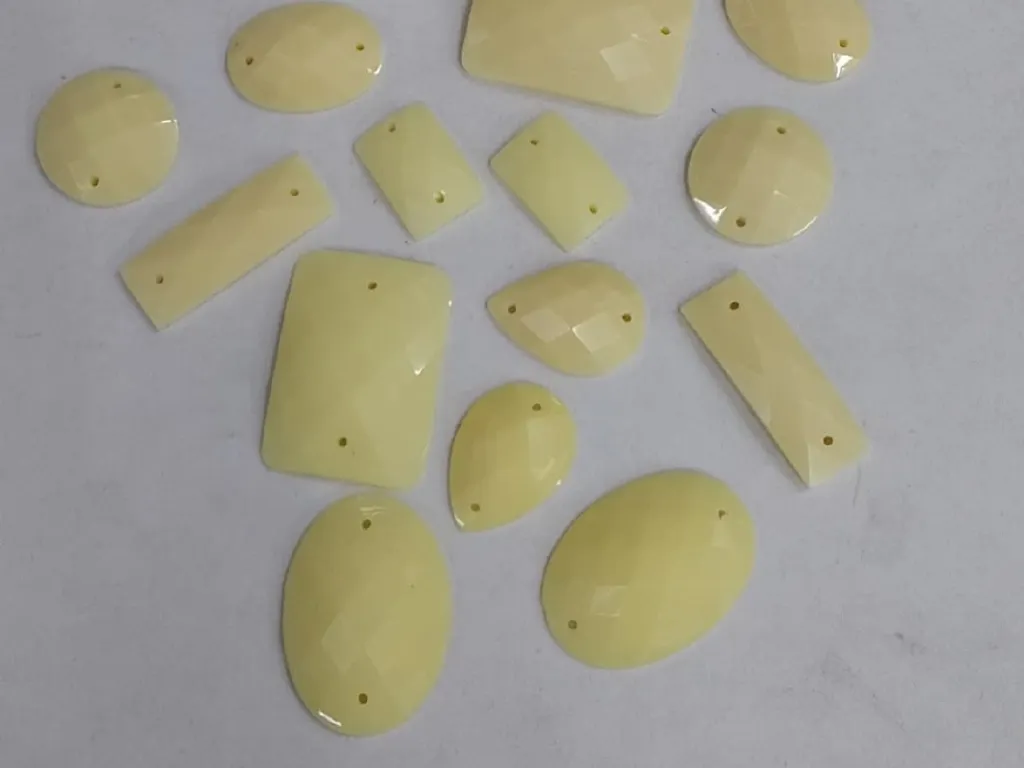 Cream Mix Shape 2 Hole Plastic Stones