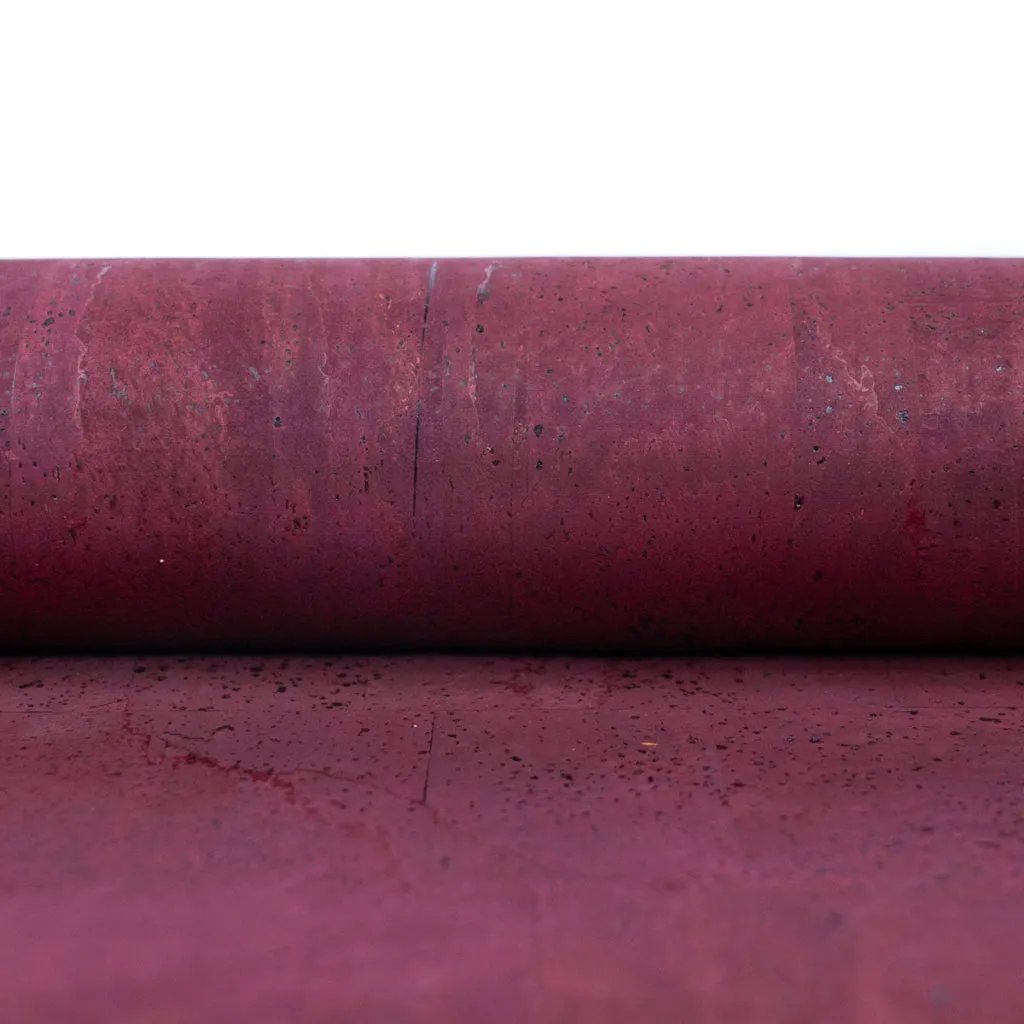 Dark Red Cork Fabric with Black Backing, 0.88mm Thickness COF-530-A