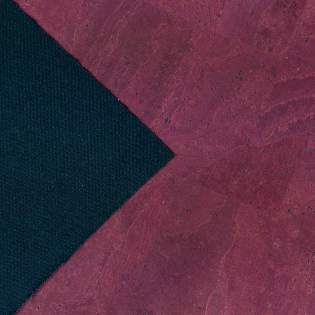 Dark Red Cork Fabric with Black Backing, 0.88mm Thickness COF-530-A