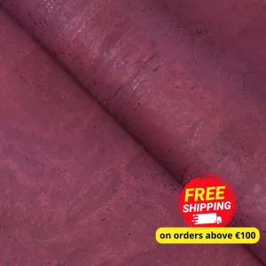 Dark Red Cork Fabric with Black Backing, 0.88mm Thickness COF-530-A