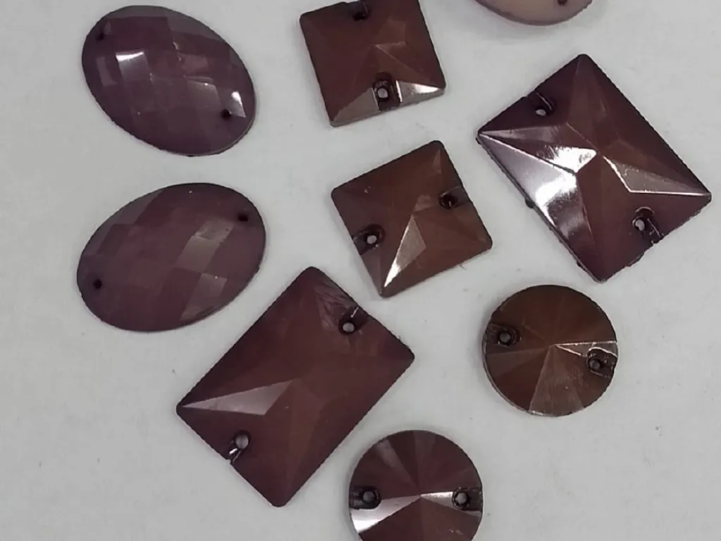 Deep Purple Faceted Mix Shape 2 Hole Plastic Stones